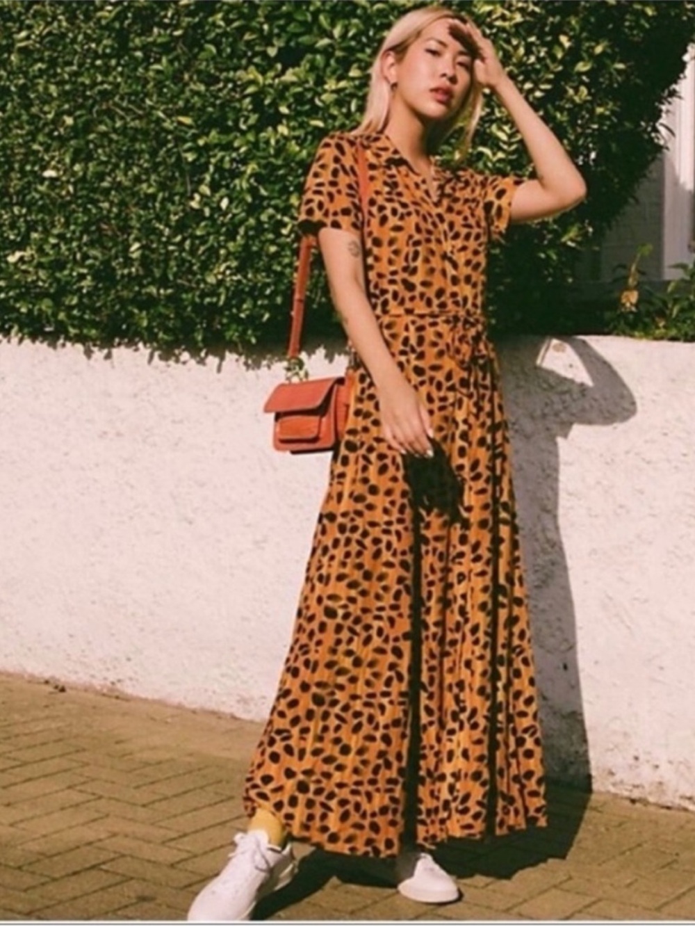 Anthropologie Porridge Vianne Leopard Maxi ShirtDress Orange 8 NWT - Picture 7 of 7
